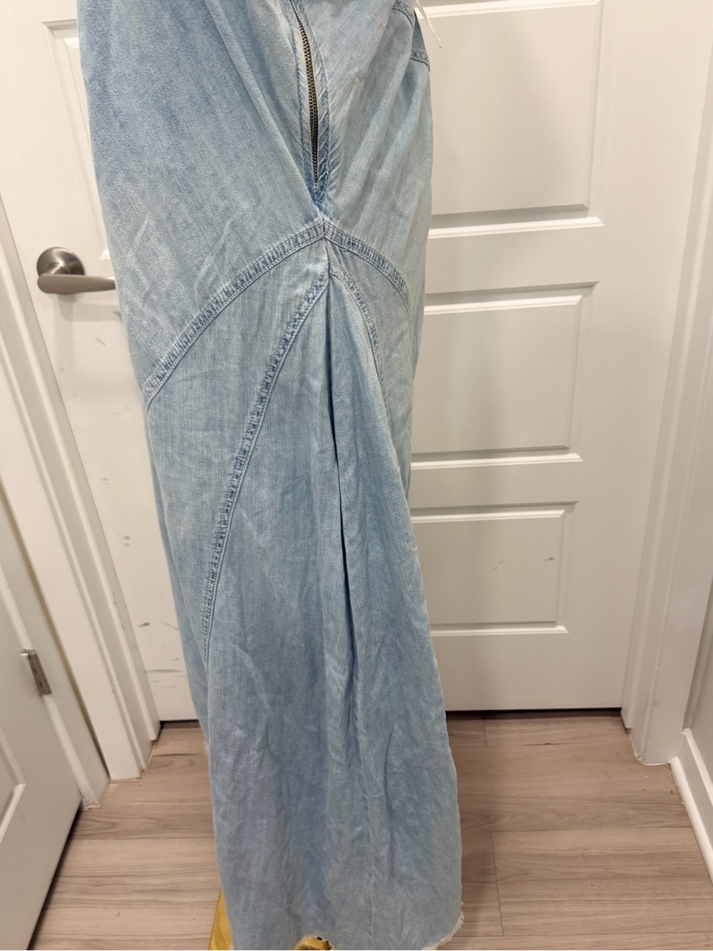 Zara One-Shoulder Light Blue Denim Midi Dress NWT - Picture 10 of 10